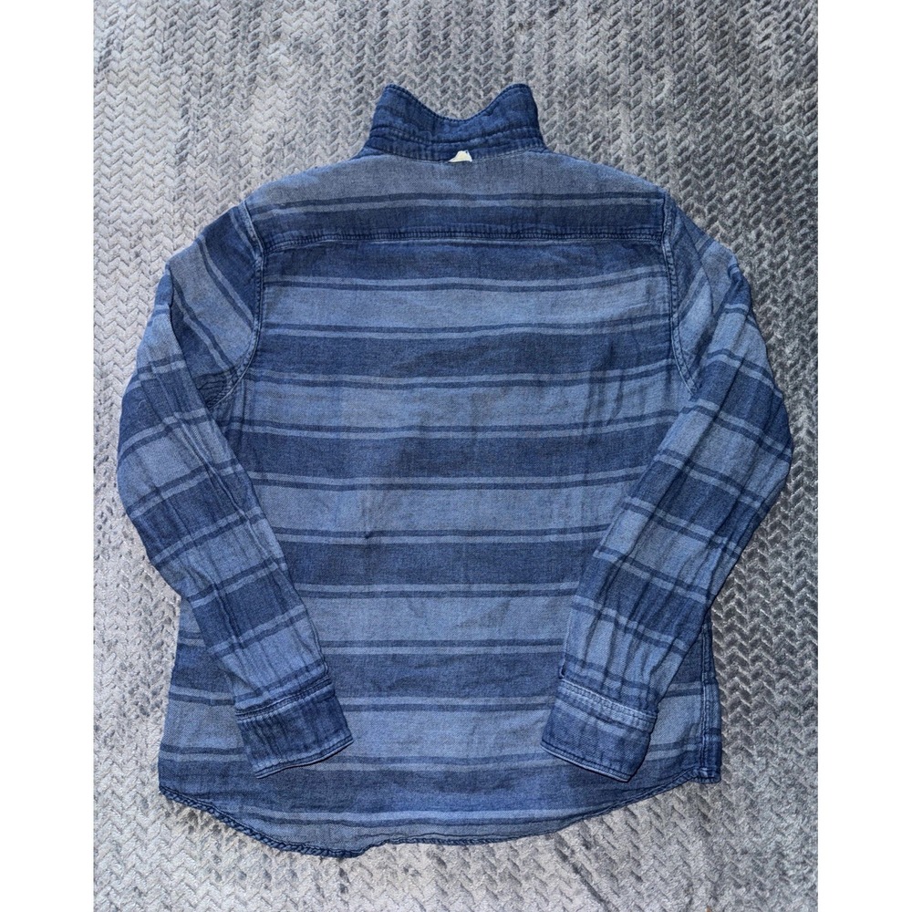 Faherty Mens Blue Knit Season Indigo Button Up Shirt Reversible Size Medium - Picture 8 of 11